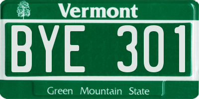 VT license plate BYE301