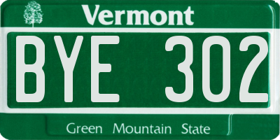 VT license plate BYE302