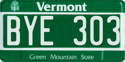 VT license plate BYE303