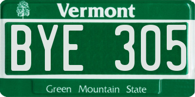 VT license plate BYE305