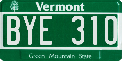 VT license plate BYE310