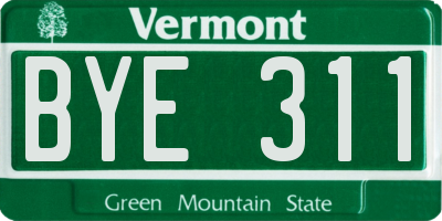 VT license plate BYE311