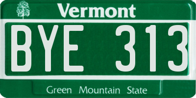 VT license plate BYE313