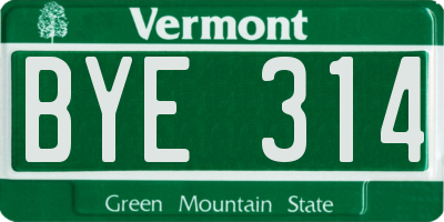 VT license plate BYE314
