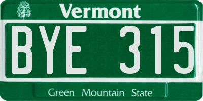 VT license plate BYE315