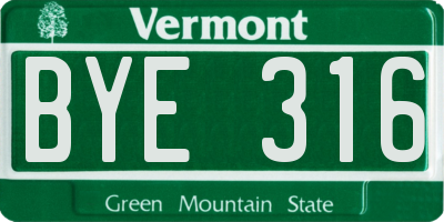 VT license plate BYE316