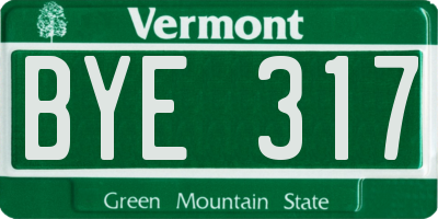 VT license plate BYE317