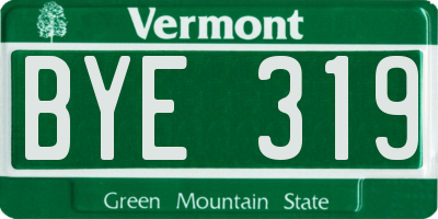 VT license plate BYE319