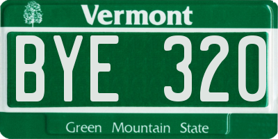 VT license plate BYE320