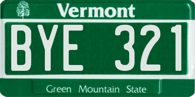 VT license plate BYE321