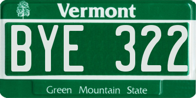 VT license plate BYE322