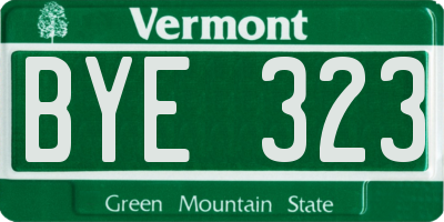 VT license plate BYE323