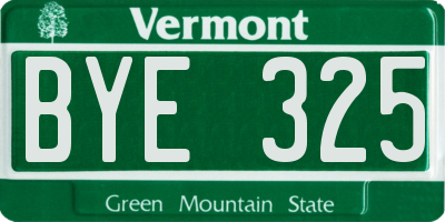 VT license plate BYE325