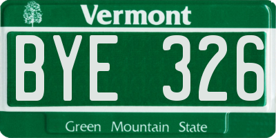 VT license plate BYE326