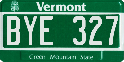 VT license plate BYE327