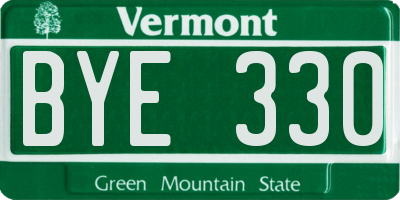 VT license plate BYE330