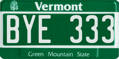 VT license plate BYE333