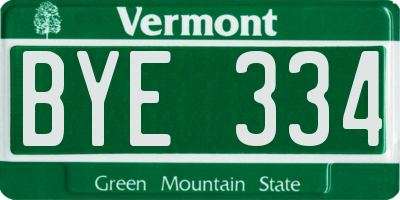VT license plate BYE334