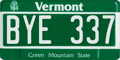 VT license plate BYE337