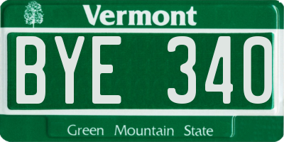VT license plate BYE340