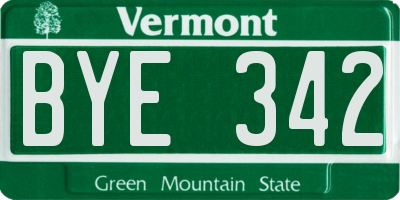 VT license plate BYE342