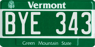 VT license plate BYE343