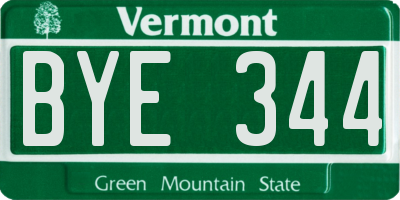 VT license plate BYE344