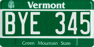 VT license plate BYE345