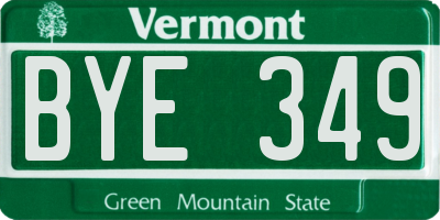 VT license plate BYE349