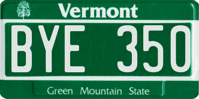 VT license plate BYE350