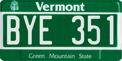 VT license plate BYE351