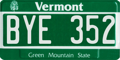 VT license plate BYE352