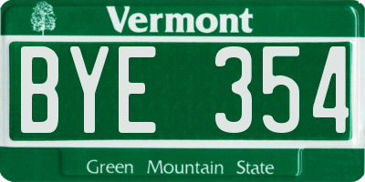 VT license plate BYE354