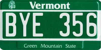 VT license plate BYE356