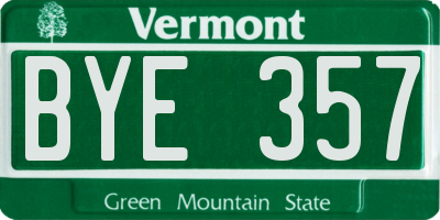 VT license plate BYE357