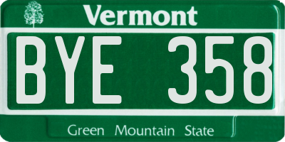 VT license plate BYE358