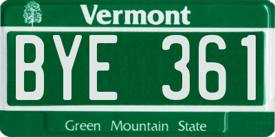 VT license plate BYE361
