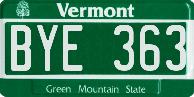 VT license plate BYE363