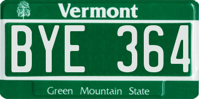 VT license plate BYE364