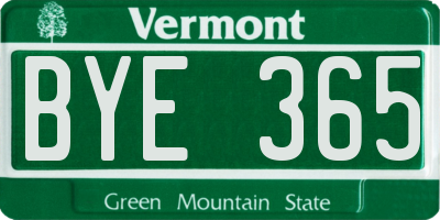 VT license plate BYE365