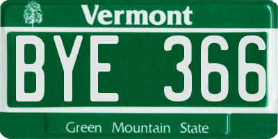 VT license plate BYE366