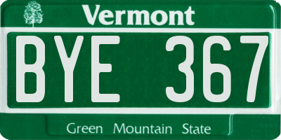 VT license plate BYE367