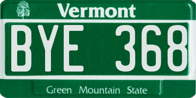 VT license plate BYE368