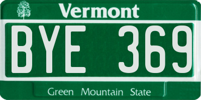 VT license plate BYE369