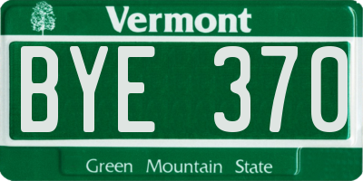 VT license plate BYE370