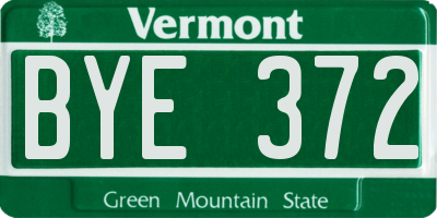 VT license plate BYE372
