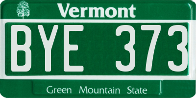 VT license plate BYE373