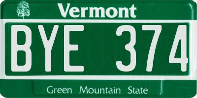 VT license plate BYE374