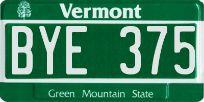 VT license plate BYE375