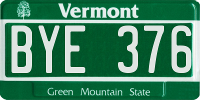 VT license plate BYE376